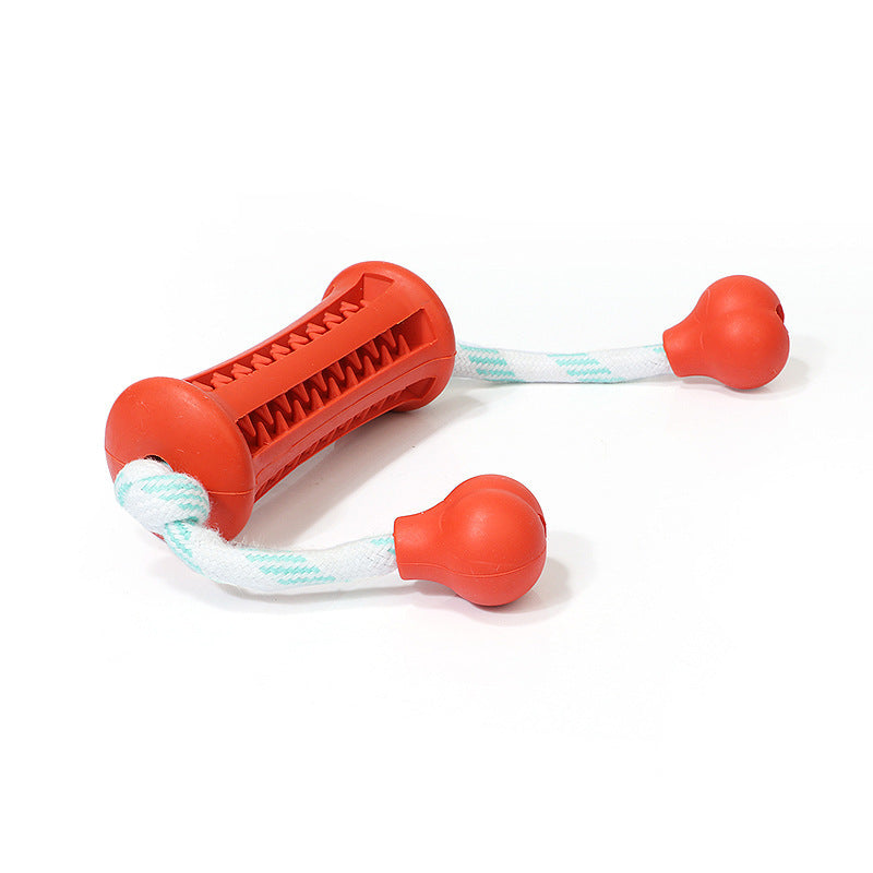 Rubber Dog Toy for Teeth Cleaning with Rope for Biting