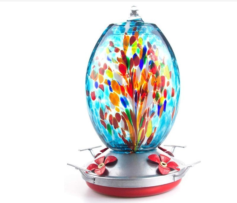 Stained Glass Hummingbird Water Feeder with Ant-Proof Hook