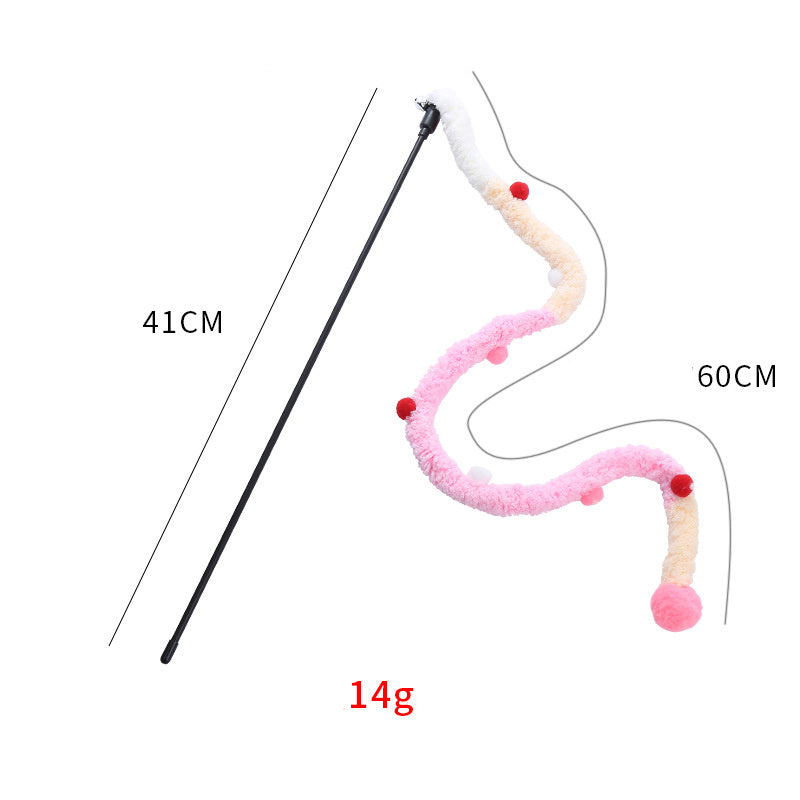 Interactive Play Wand for Cats with Colorful Plush Strips