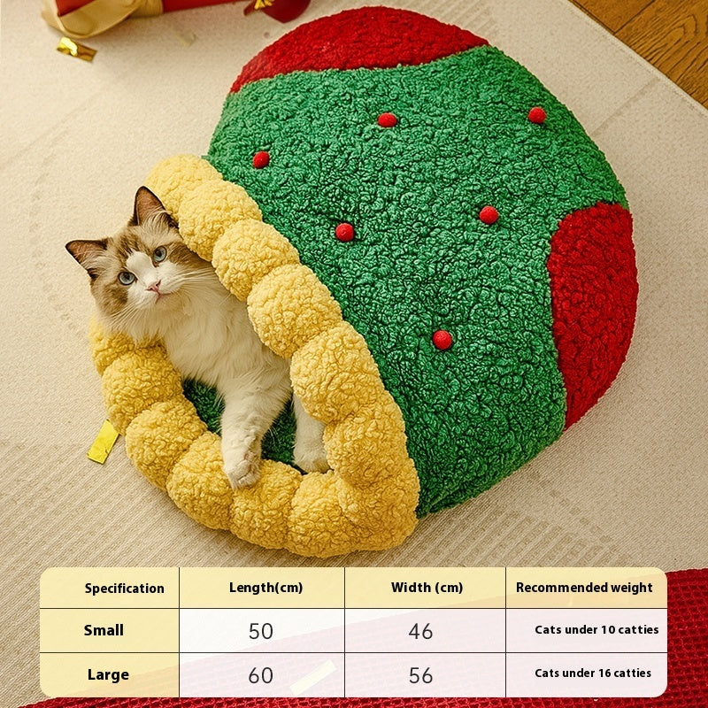 Semi-closed Cat Bed with Diamond Quilted Warmth