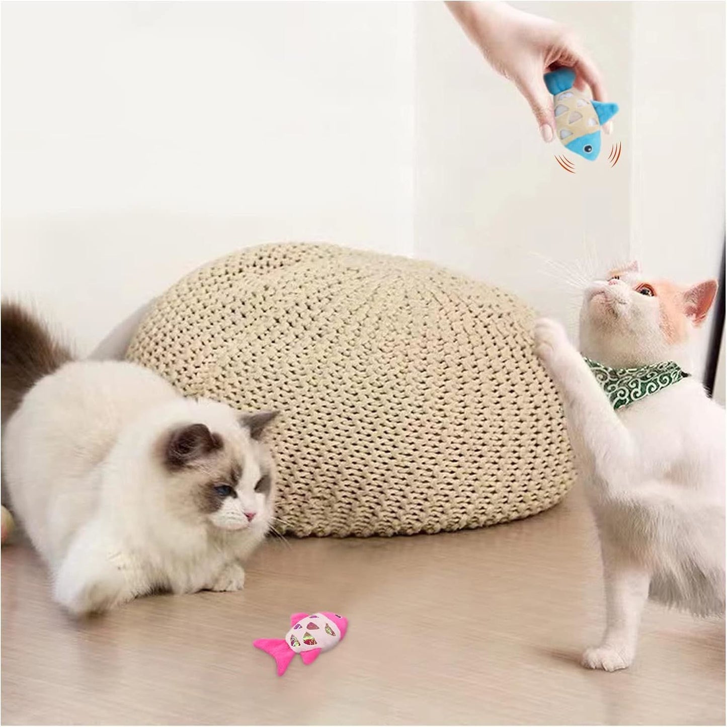 Small Catnip Fish Toys with Crinkle Sound for Indoor Cats to Bat and Chew