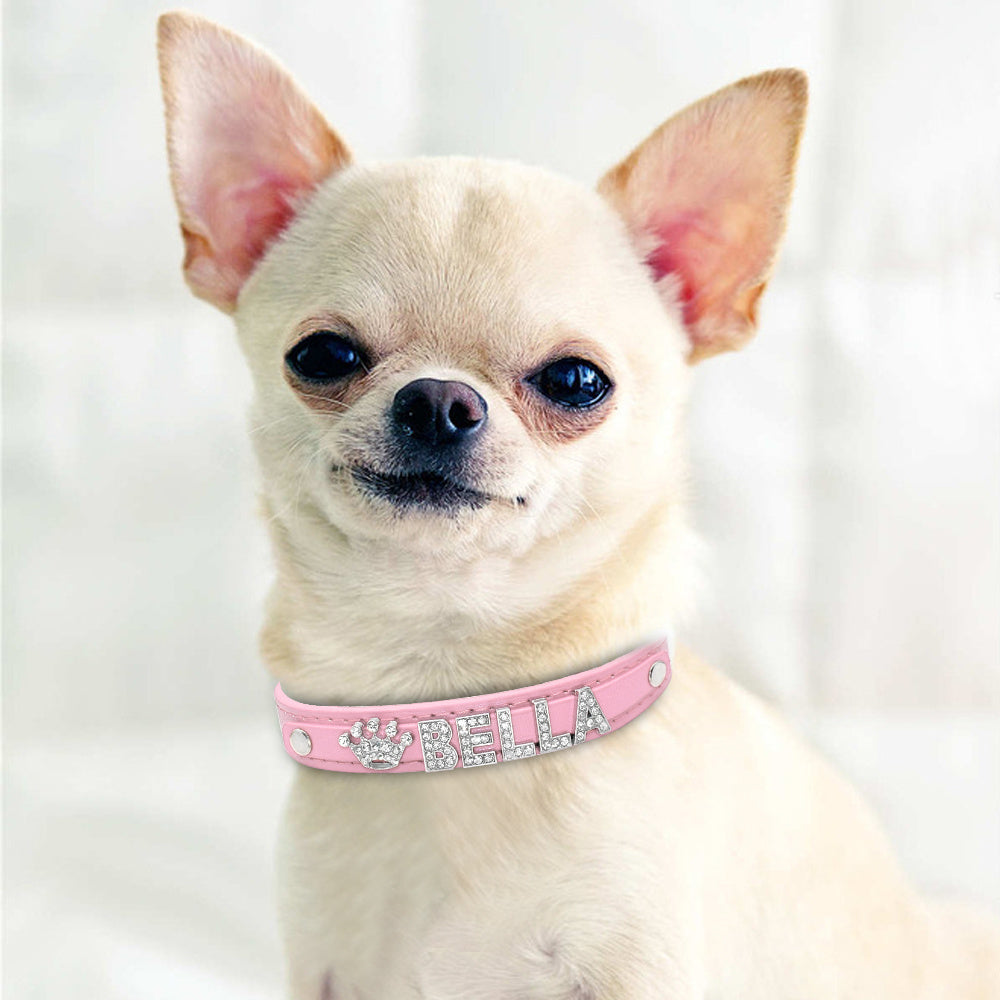 Rhinestone-Adorned Personalized Pet Neckband