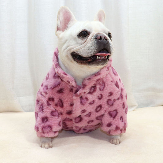 Pet Plush Leopard Jacket for Cold Weather
