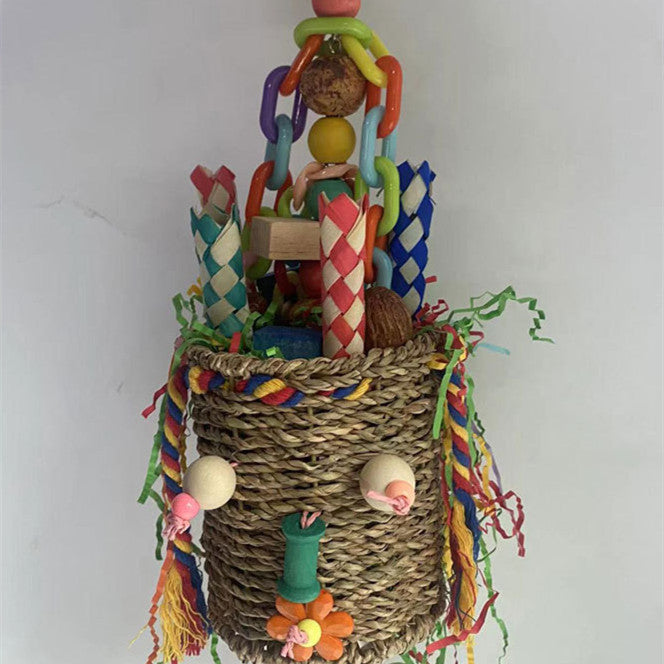 Halloween Themed Parrot Chew Toy with Nut Center and Paper Grass