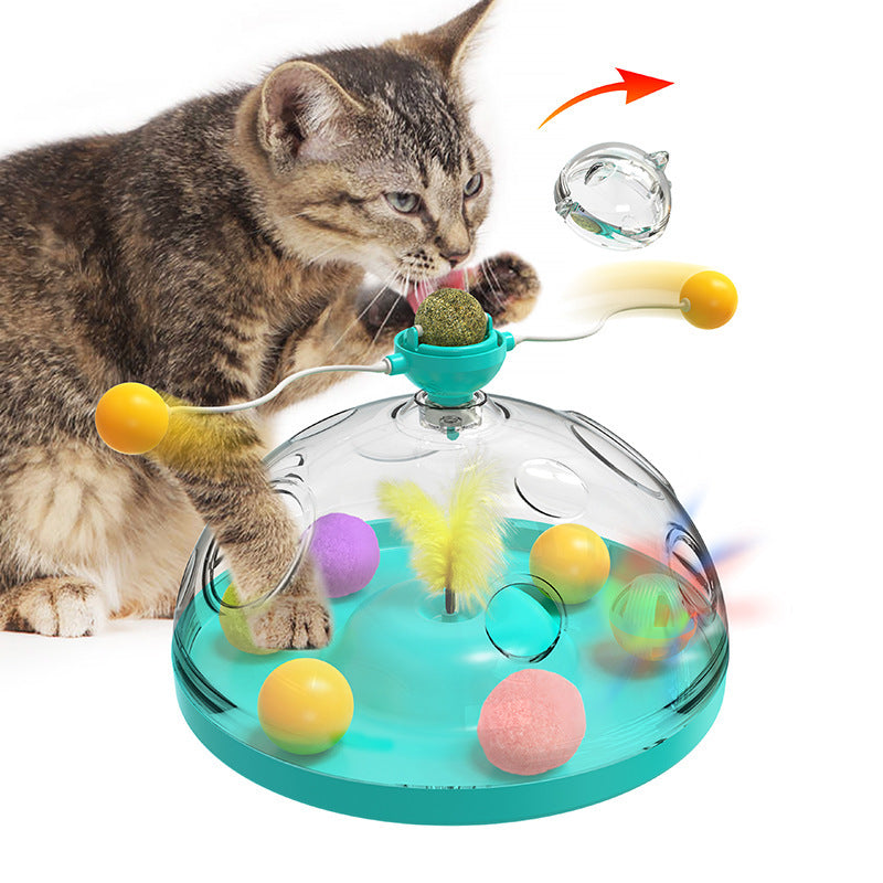 Meows Windmill Cat Toys Interactive Multifunctional Turntable Pet Educational Toys With Catnip Luminous Ball Pinwheel