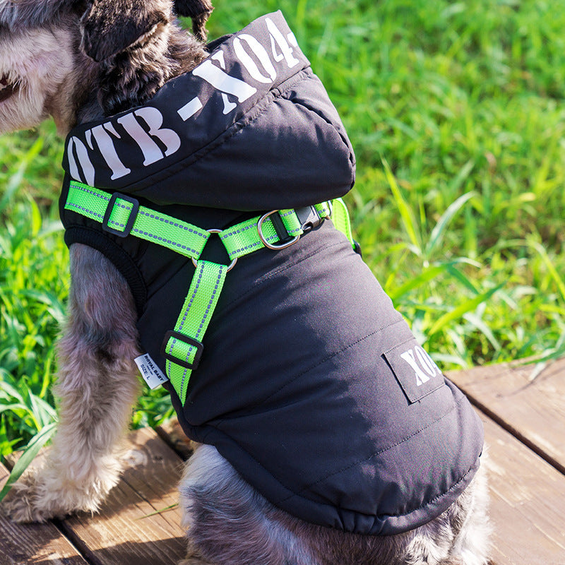 Fleece-Lined Waterproof Dog Coat with Hood for Winter