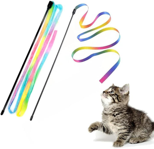 Colorful Interactive Wand Toy with String for Cats