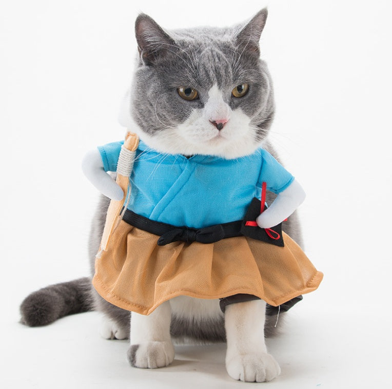 Humorous Cat Outfit, Cat Apparel, Pet Costume, Dress-Up Suit for Cats, Party Clothing for Cats, Cosplay Outfit.