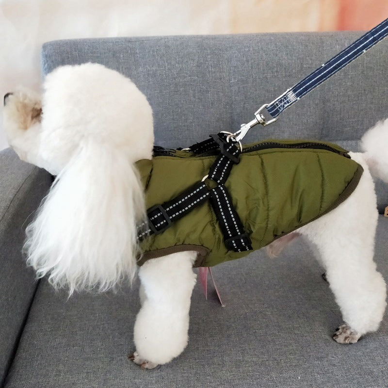 Waterproof Dog Clothes Winter Dog Coat With Harness Warm Pet Clothing Big Dog Jacket