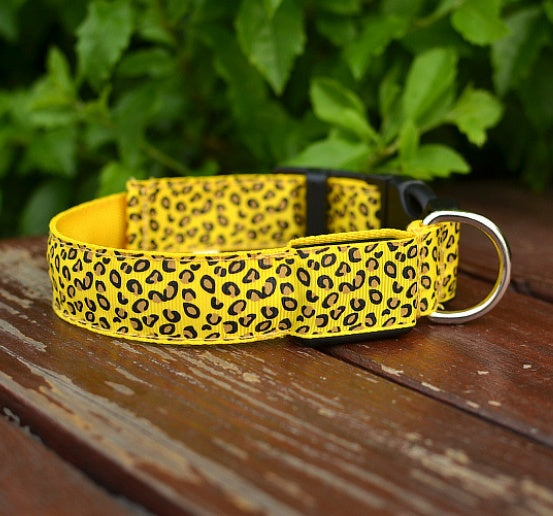 Leopard Pattern LED Safety Collar for Dogs