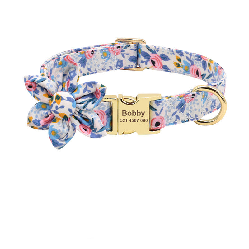 Customizable Printed Dog Collar with Engraved ID Tag