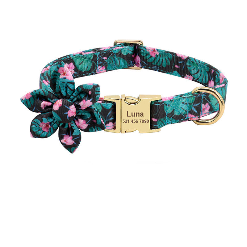 Customizable Printed Dog Collar with Engraved ID Tag