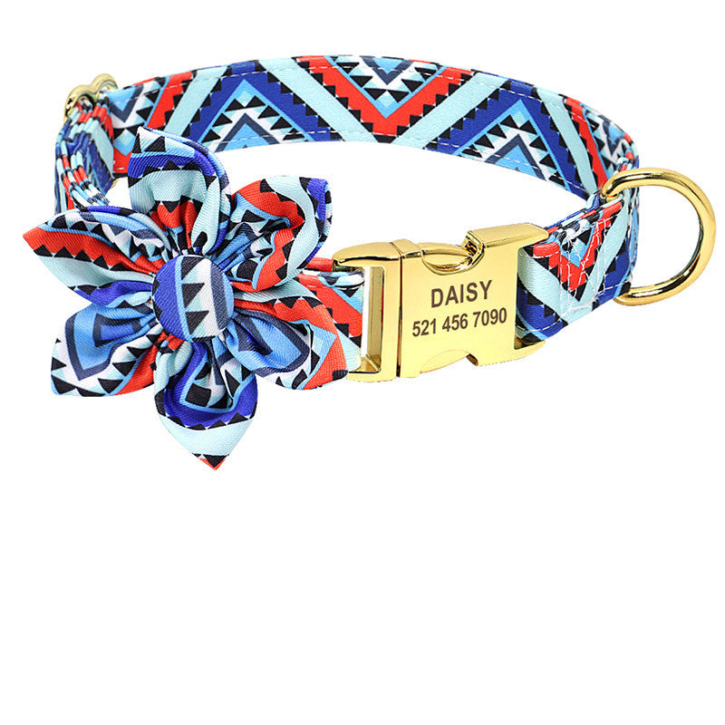 Customizable Printed Dog Collar with Engraved ID Tag