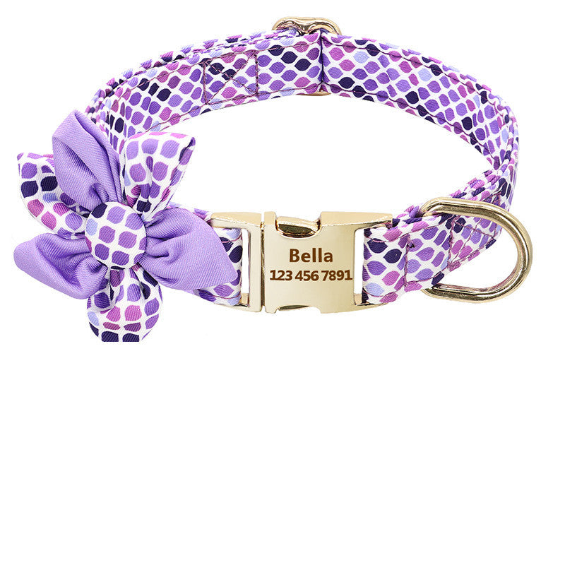 Customizable Printed Dog Collar with Engraved ID Tag