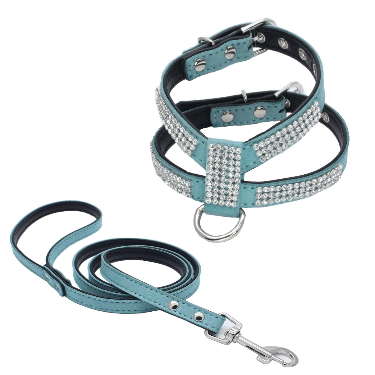 Glittering Rhinestone Pet Chest Harness with Leash