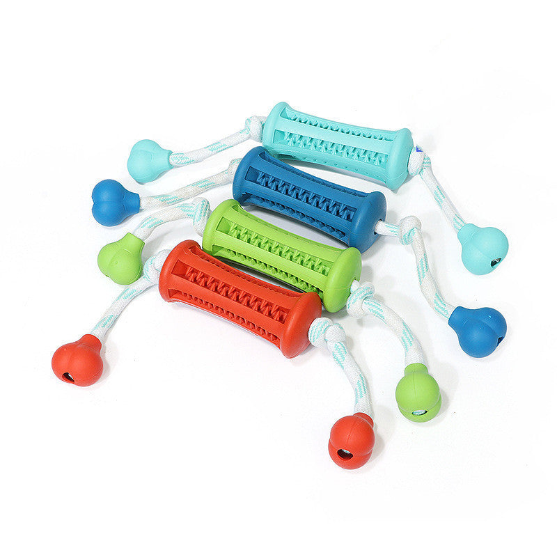 Rubber Dog Toy for Teeth Cleaning with Rope for Biting