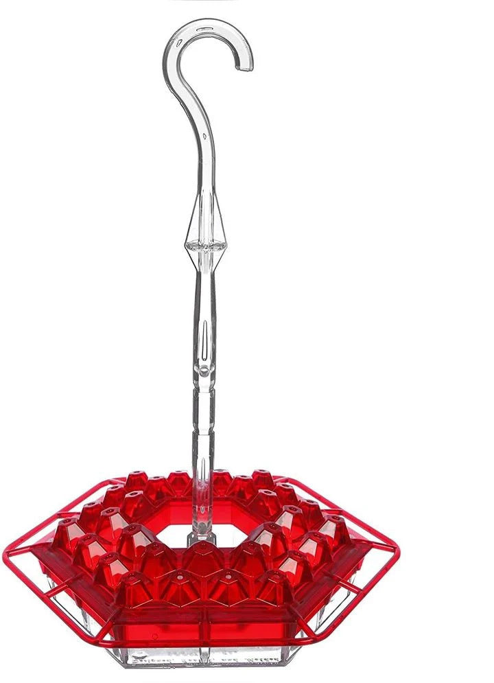 Red Hexagonal Hummingbird Nectar Feeder