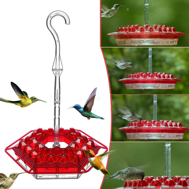 Red Hexagonal Hummingbird Nectar Feeder