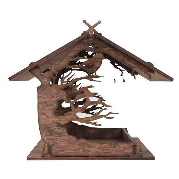 Decorative Wooden Bird Feeder for Garden