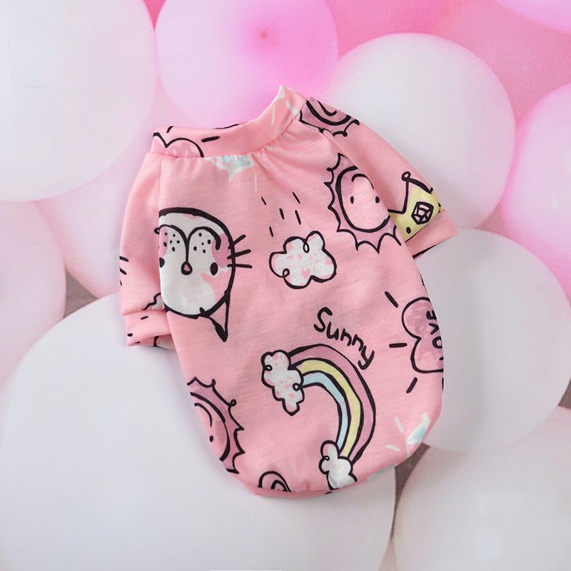Cartoon-Themed Pet Clothes for Small Dogs in Spring & Autumn