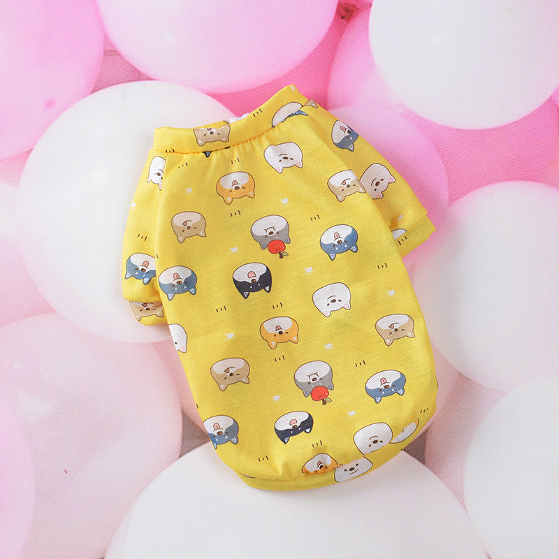 Cartoon-Themed Pet Clothes for Small Dogs in Spring & Autumn