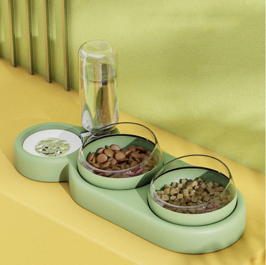 Automatic Pet Feeder with Water Fountain and Dual Bowls