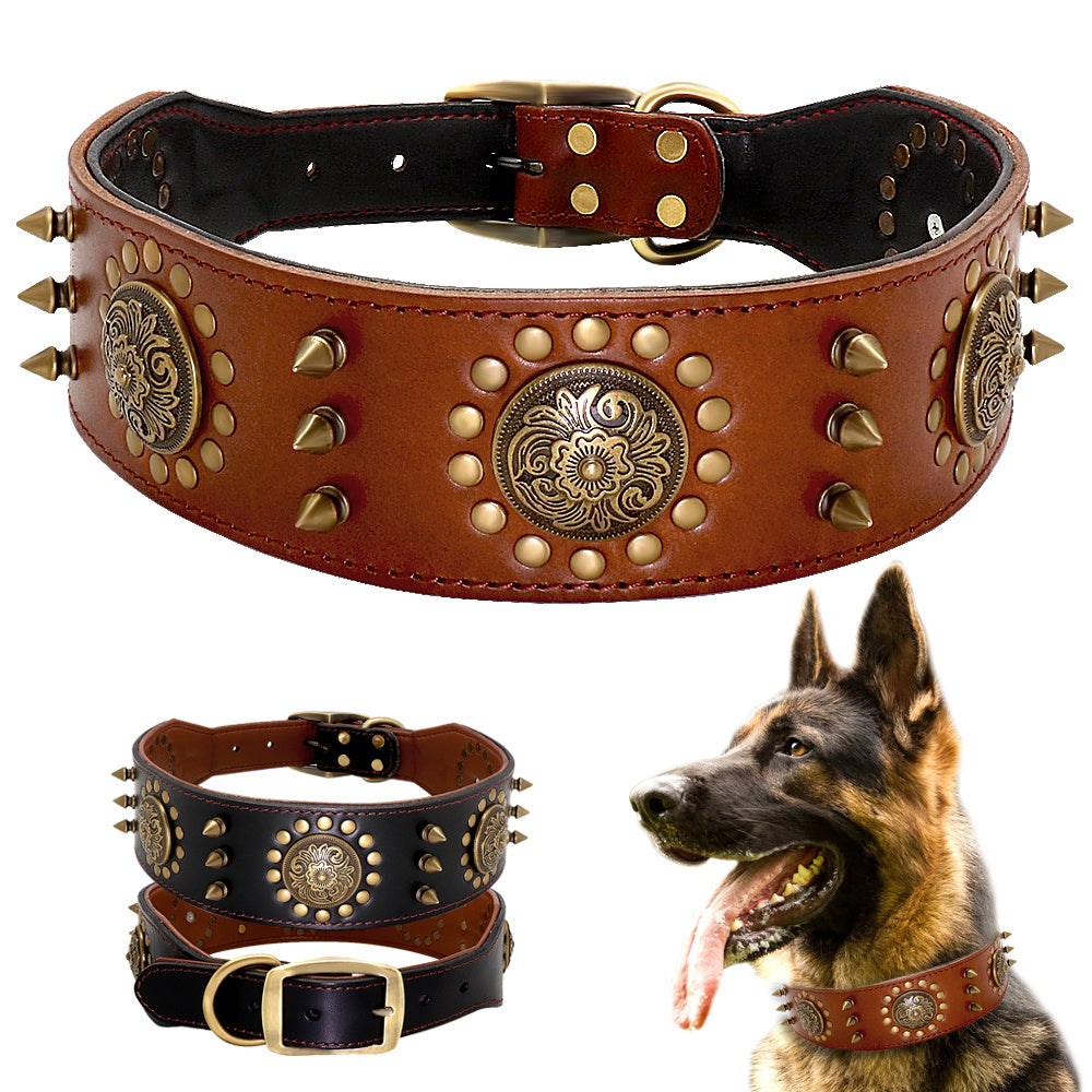 Studded Leather Dog Collar for Large Dog