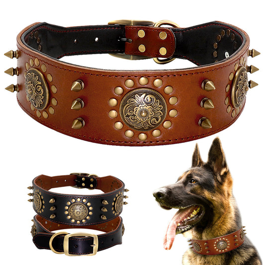 Studded Leather Dog Collar for Large Dog