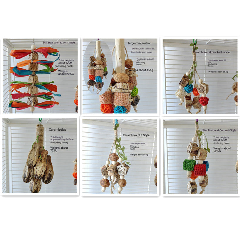 Wooden Parrot Stand with Bite Chew Toys