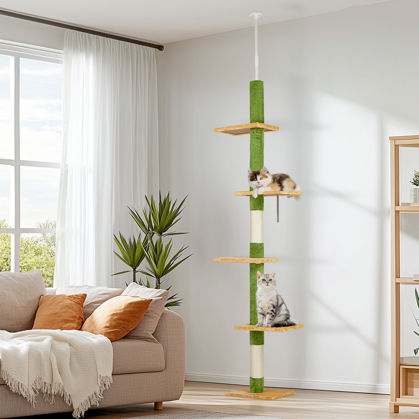 Tall Cat Tree with Multiple Platforms