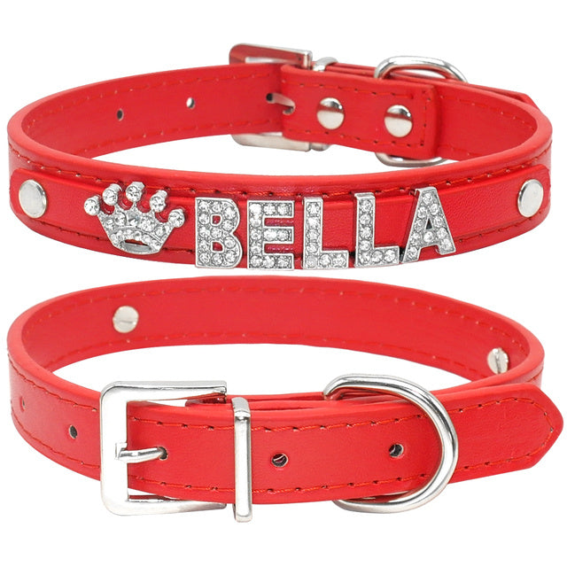 Rhinestone-Adorned Personalized Pet Neckband