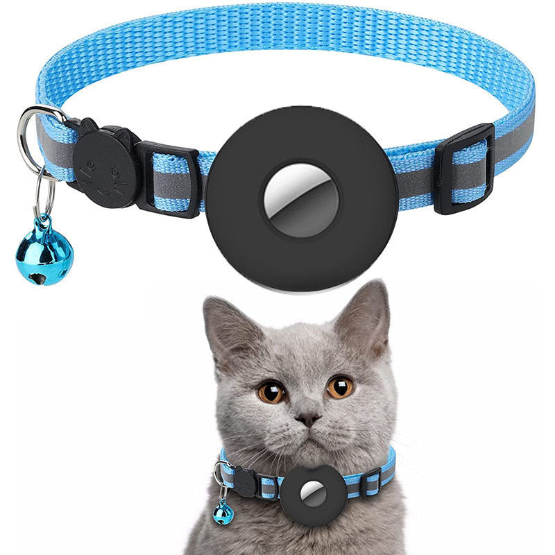 Airtag-Compatible Pet Collar with Bell and Reflective Stripes