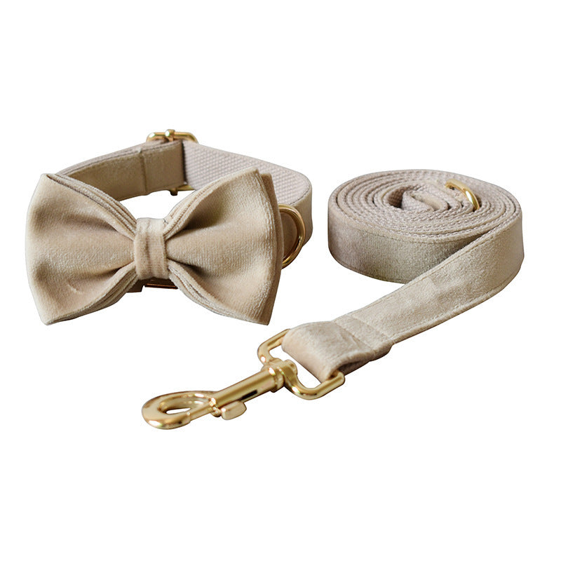 Luxurious Velvet Pet Collar in Beige