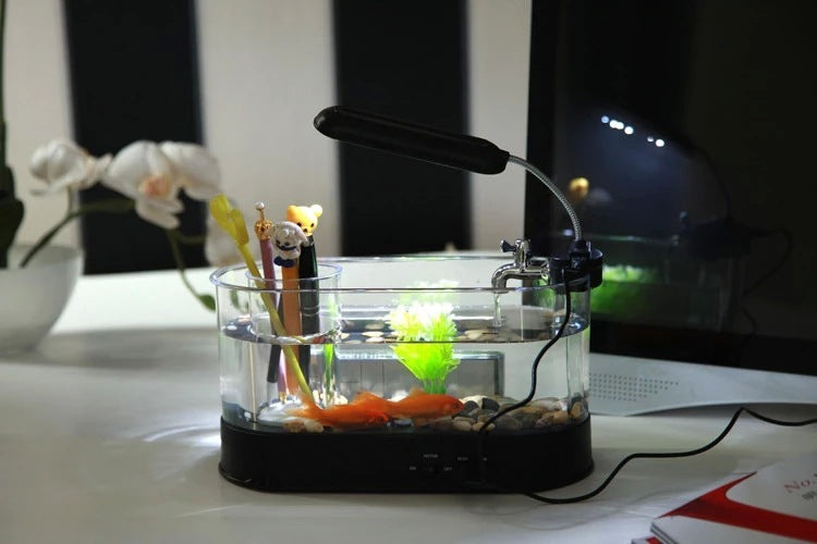 USB Mini Desktop Aquarium with Time, Date, Temperature, and Alarm