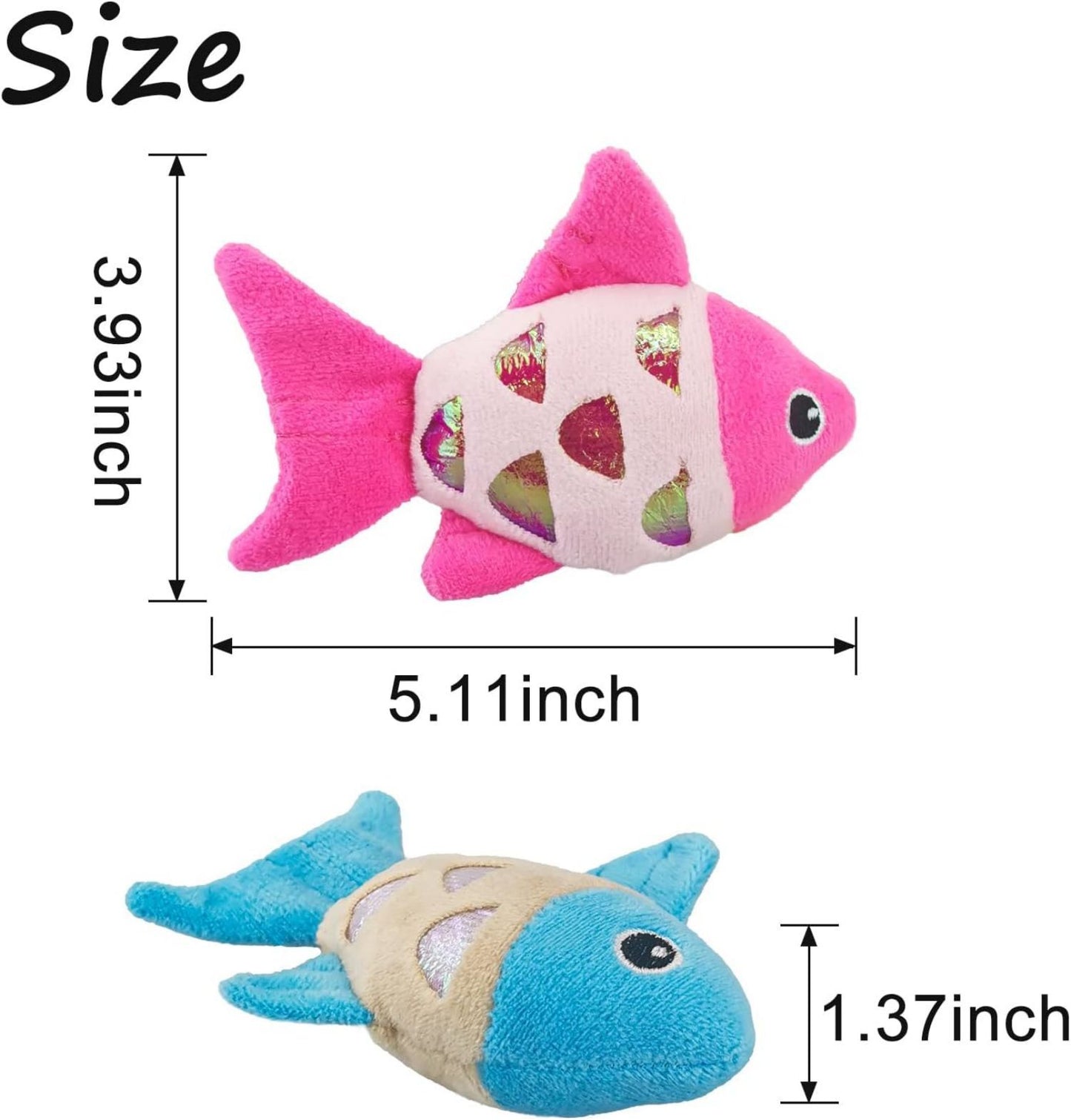 Small Catnip Fish Toys with Crinkle Sound for Indoor Cats to Bat and Chew