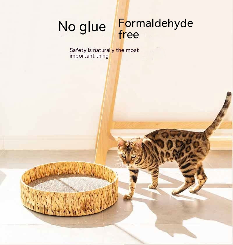 Rattan Cat Scratching Board with Warm Resting Spot