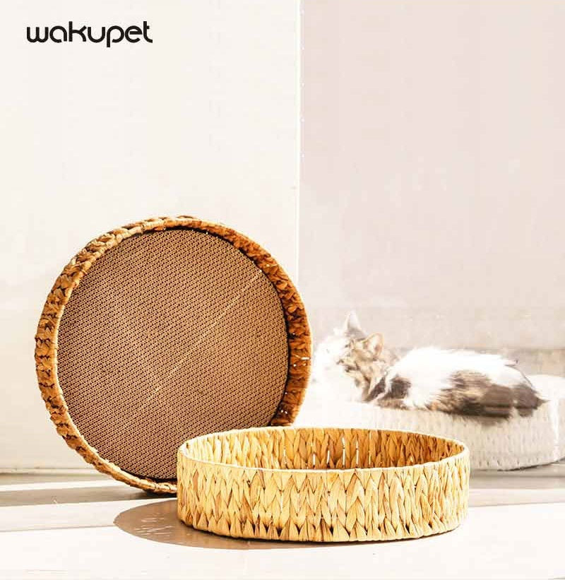 Rattan Cat Scratching Board with Warm Resting Spot