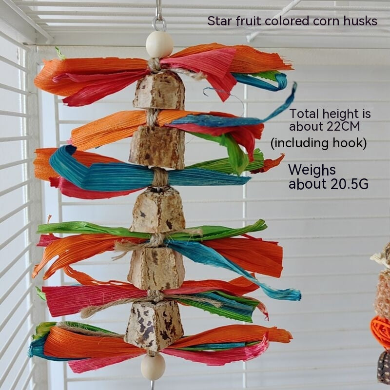 Wooden Parrot Stand with Bite Chew Toys