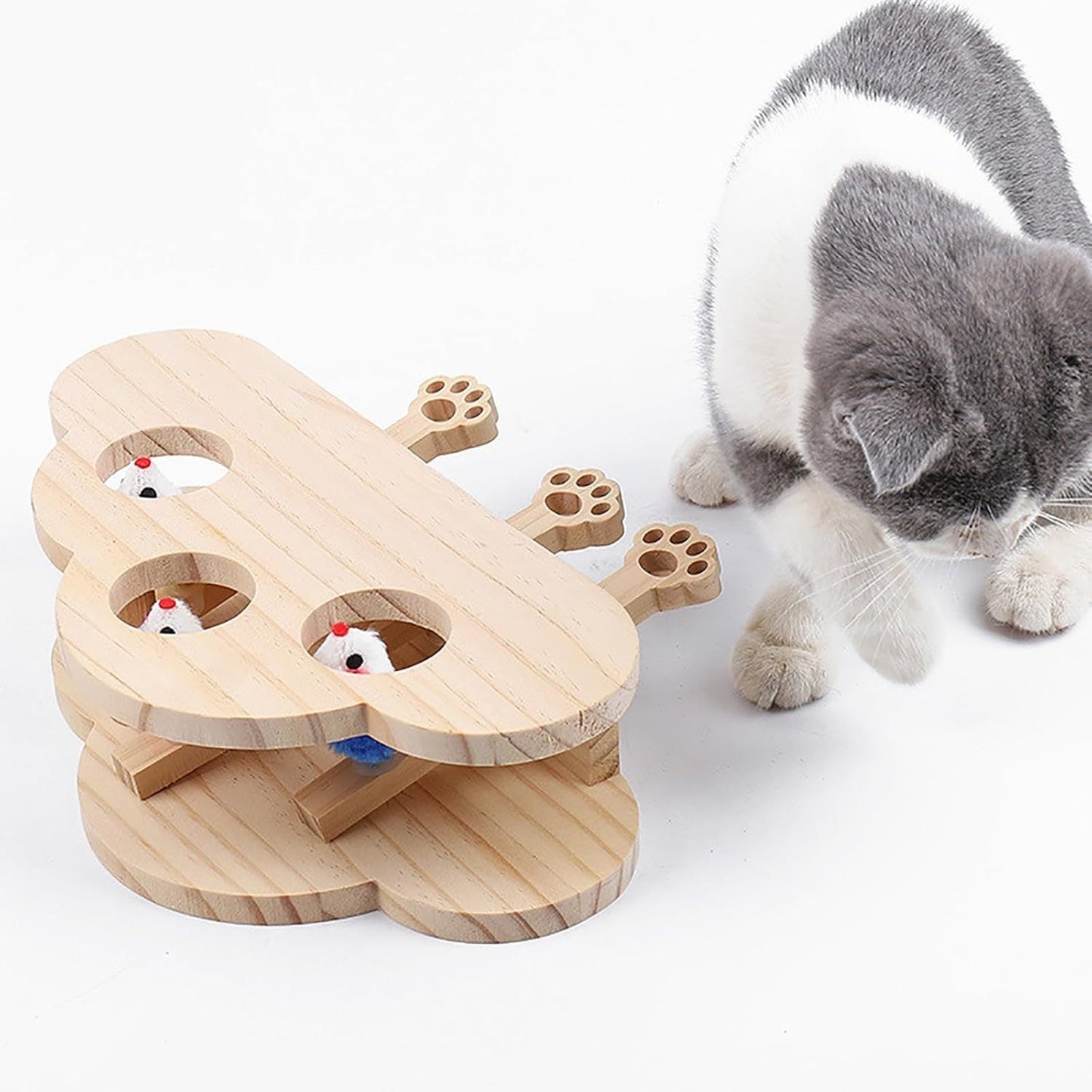 Interactive Cardboard Cat Scratcher with Pop-Up Mole Toy