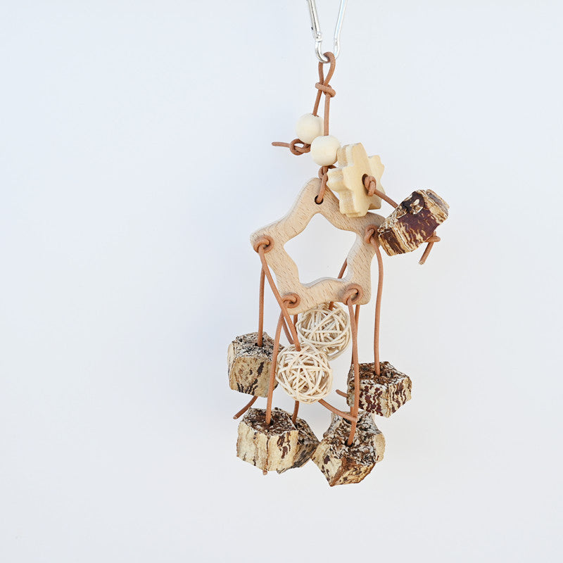 Natural Wood Parrot Toy for Teeth Relief