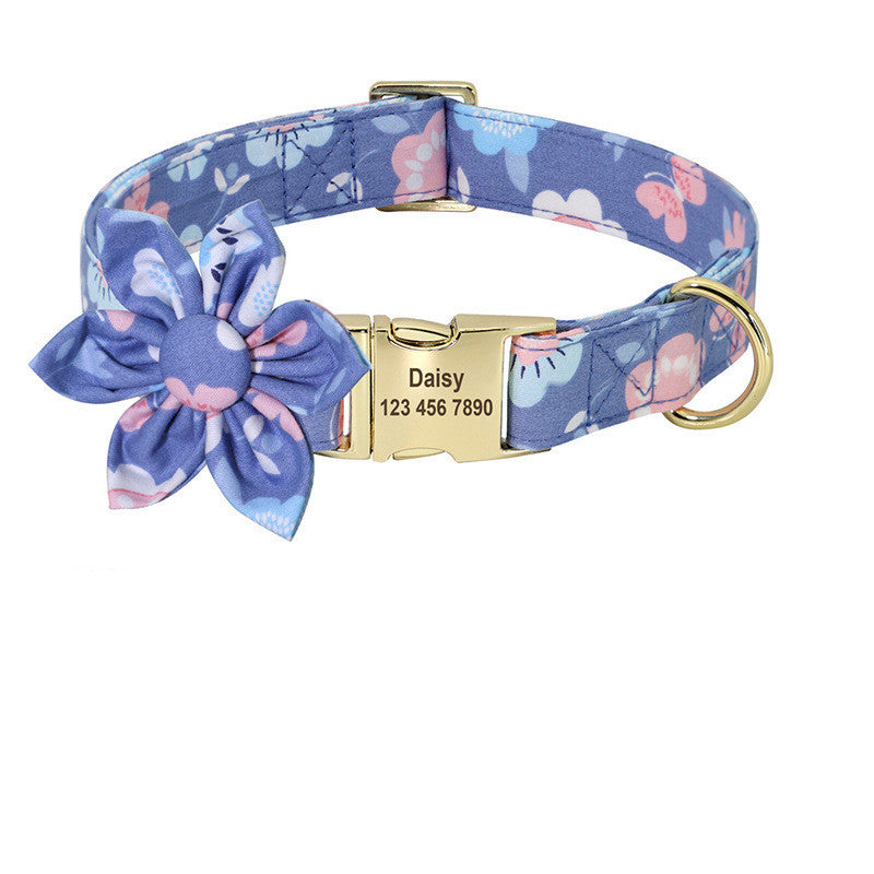Customizable Printed Dog Collar with Engraved ID Tag