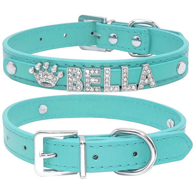 Rhinestone-Adorned Personalized Pet Neckband
