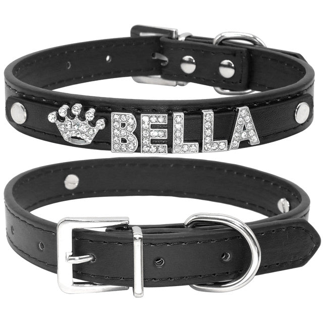 Rhinestone-Adorned Personalized Pet Neckband