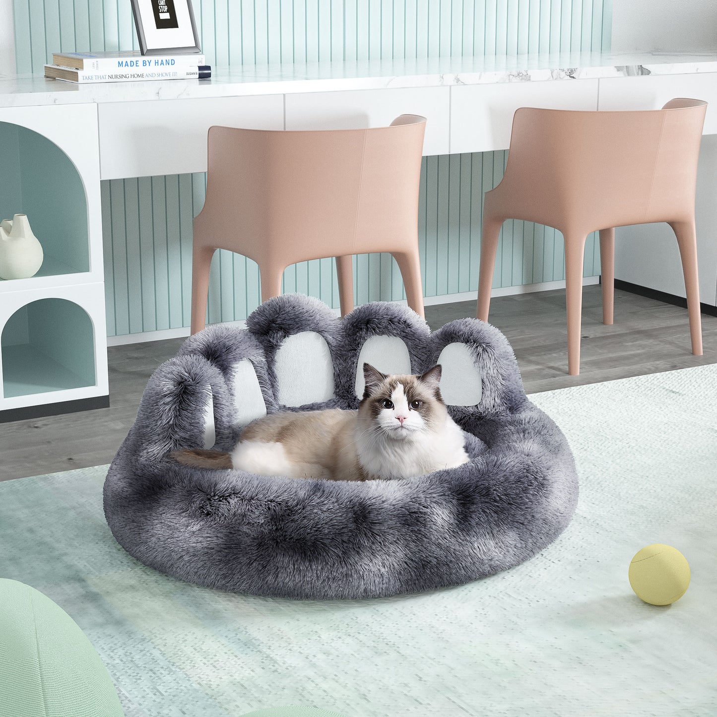 Cozy Plush Paw Print Dog Bed