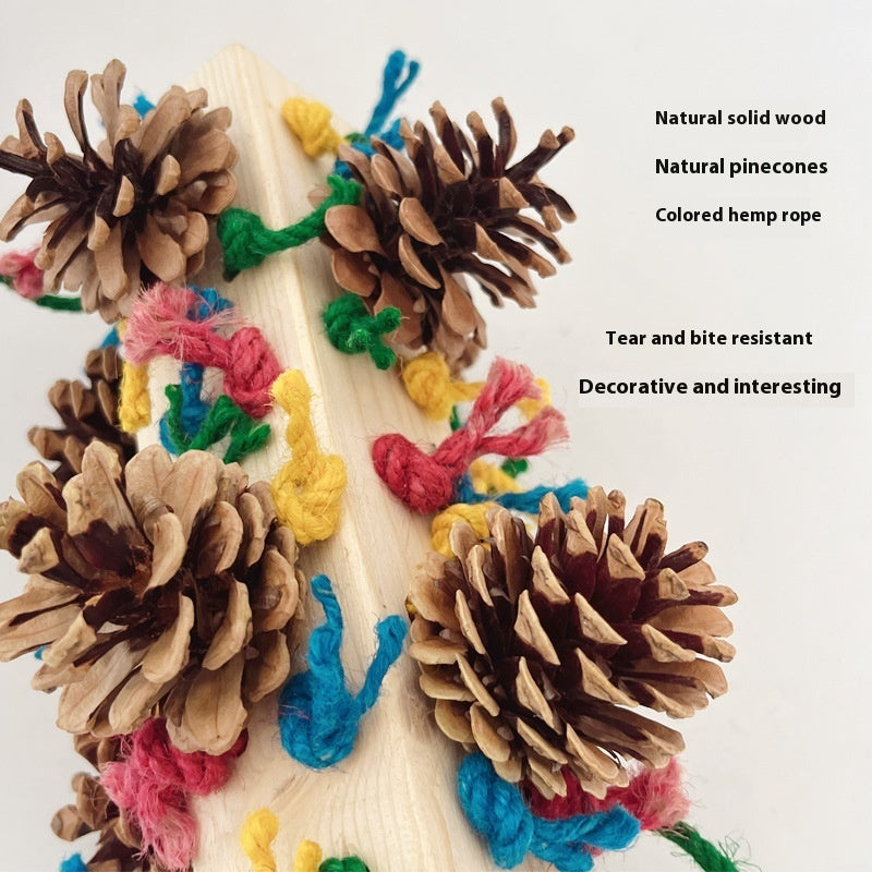 Natural Wood Parrot Toy for Tearing and Biting