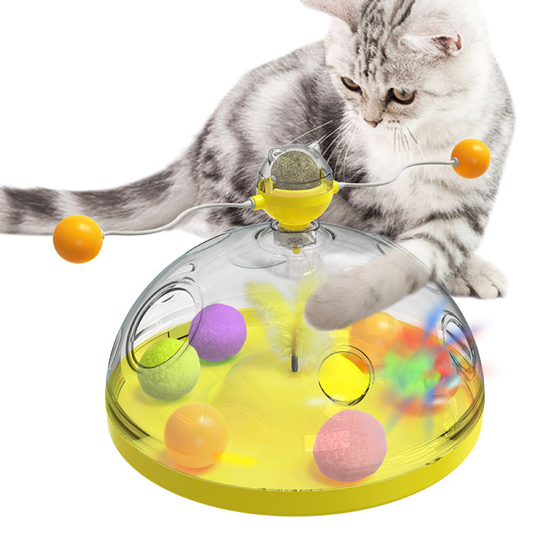 Meows Windmill Cat Toys Interactive Multifunctional Turntable Pet Educational Toys With Catnip Luminous Ball Pinwheel
