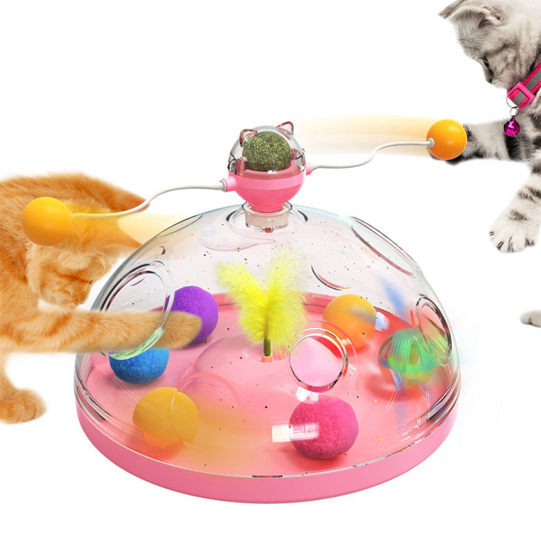 Meows Windmill Cat Toys Interactive Multifunctional Turntable Pet Educational Toys With Catnip Luminous Ball Pinwheel