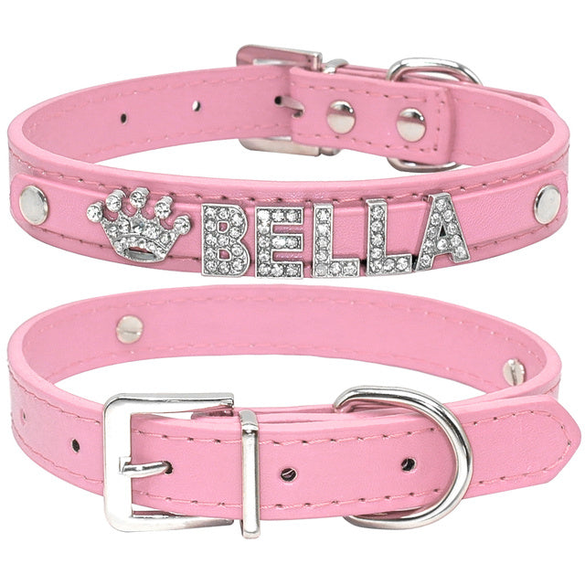 Rhinestone-Adorned Personalized Pet Neckband