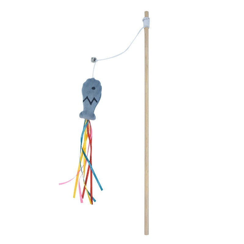 Colorful Teaser Wand Toy for Cats with Catnip Fish