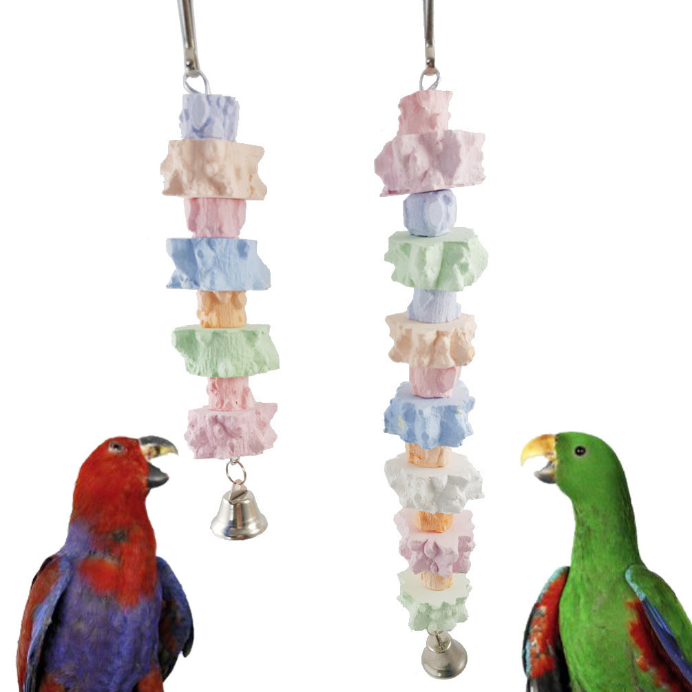 Bird Dental Molar Toy with String and Stone